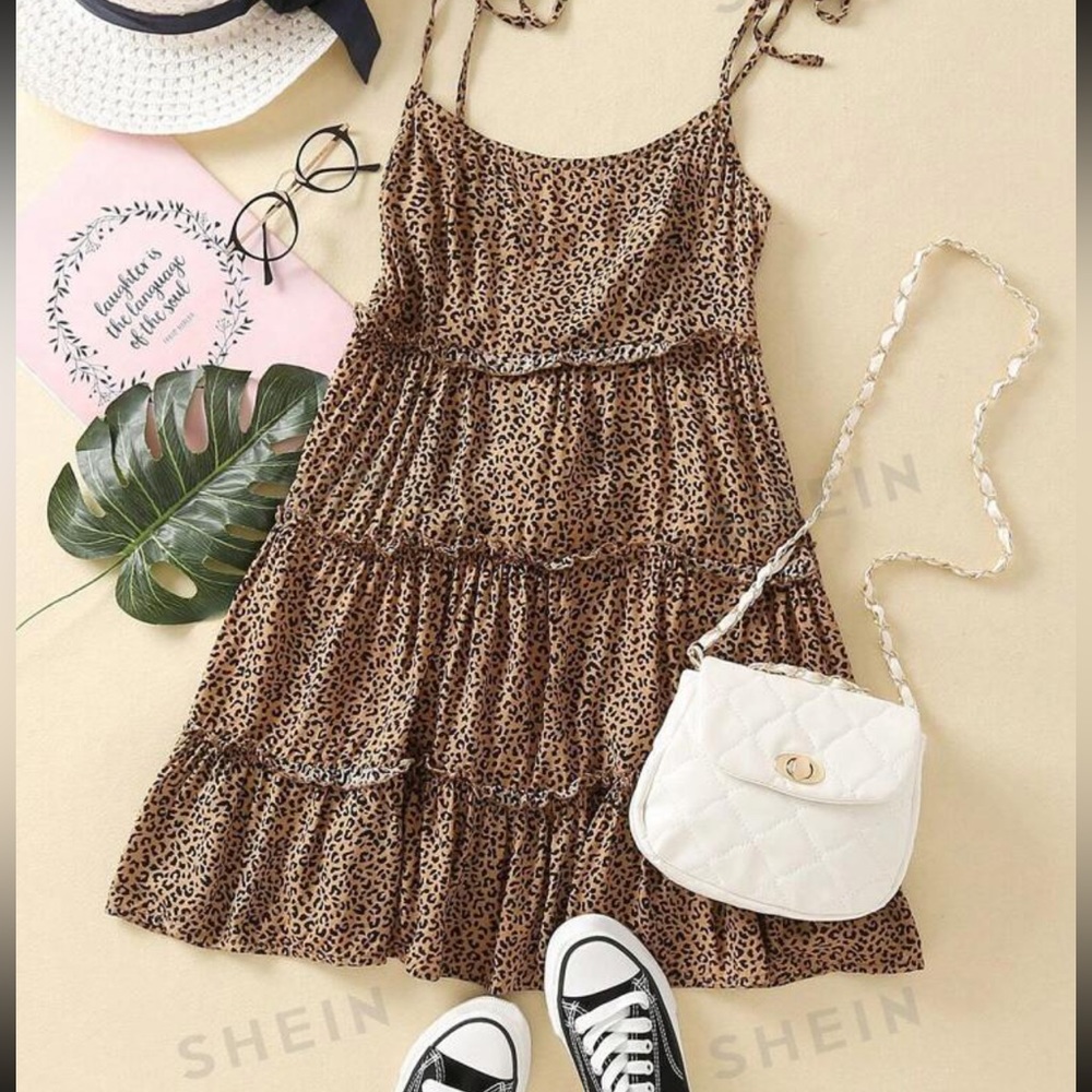 Frill Trim Cami Leopard Dress